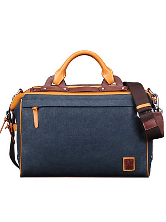 1248 Men Briefcase Top Grade Genuine Leather and Oxford Business Handbag Vintage First Layer Cowhide Shoulder Bag