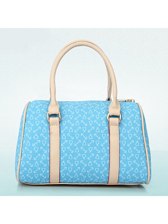 Women PU Barrel Shoulder Bag / Tote - White / Pink / Blue / Brown