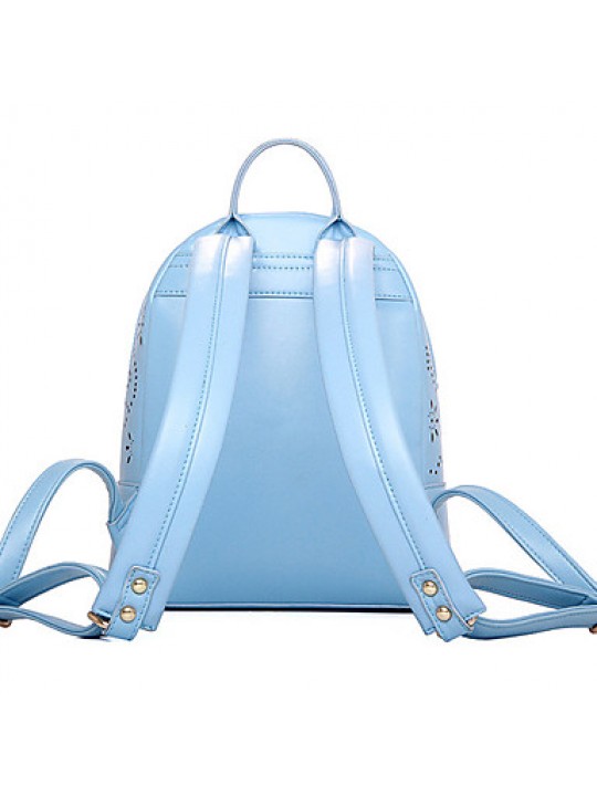 Women PU Bucket Backpack / Sports & Leisure Bag / School Bag / Travel Bag - White / Blue / Black