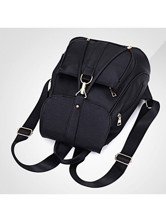  Women PU Bucket Backpack / School Bag / Travel Bag-White / Blue / Red / Black